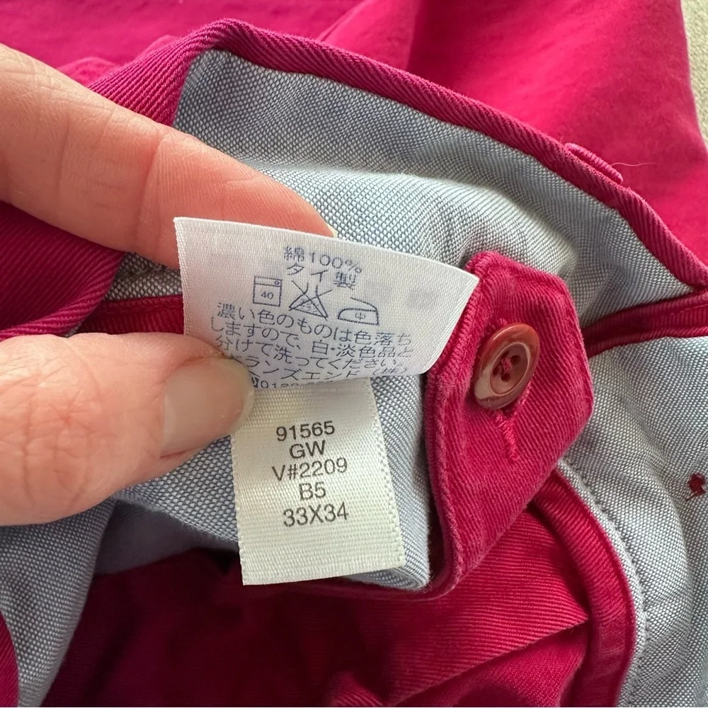 Lands' End Men's Bold Pink Chino Pants. Size 33 X 34